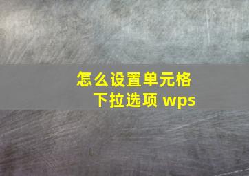 怎么设置单元格下拉选项 wps